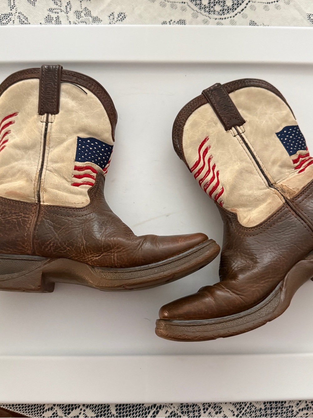 Durango Kids Distressed Flag Pull On Cowboy Boots 2Medium